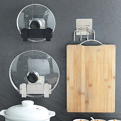 4 Sets 2 Colors Adhesive Wall Mounted Stainless Steel Pot Lid Holders&nbsp;AJEW-FH0004-53