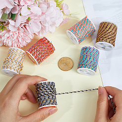 6 Rolls 6 Colors 4-Ply Polycotton Cord with Metallic Thread&nbsp;OCOR-SC0001-09