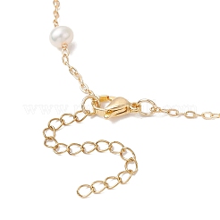 Natural Rose Quartz Star & Natural Freshwater Pearl & Brass Link Chain Necklaces&nbsp;NJEW-JN05687-01