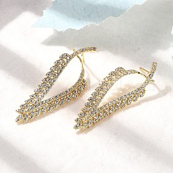 Brass Micro Pave Clear Cubic Zirconia Triangle Stud Earrings&nbsp;EJEW-P322-07G