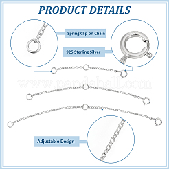 3Pcs 3 Styles 925 Sterling Silver Chain Extender&nbsp;STER-BC0002-50