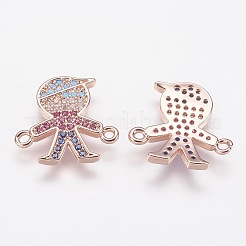 Brass Micro Pave Cubic Zirconia Links&nbsp;ZIRC-G111-18RG