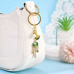 Shell Shape Alloy & Enamel & ABS Plastic Imitation Pearl Keychains&nbsp;KEYC-TADJ00007