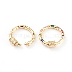 Brass Micro Pave Cubic Zirconia Screw Carabiner Lock Charms&nbsp;X-ZIRC-L093-62G