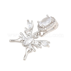 Brass Micro Pave Clear Cubic Zirconia Pendants&nbsp;KK-Z151-04P