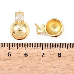 Brass Pave Clear Single Cubic Zirconia Stud Earrings&nbsp;EJEW-G471-36G