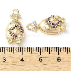 Brass Micro Pave Cubic Zirconia Pendants&nbsp;KK-F862-08G