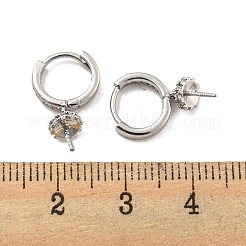 Brass Micro Pave Clear Cubic Zirconia Hoop Earring Findings&nbsp;KK-G490-12P