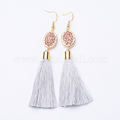 Ice Silk Thread Tassel Dangle Earrings&nbsp;EJEW-P142-B04