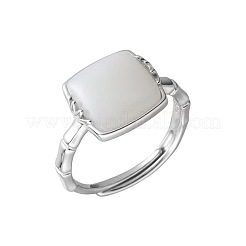 Square Natural White Jade Finger Rings&nbsp;WG13BF8-10