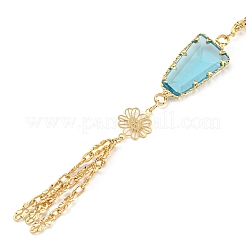 Faceted Rectangle Glass Pendant Necklaces&nbsp;NJEW-R263-23G