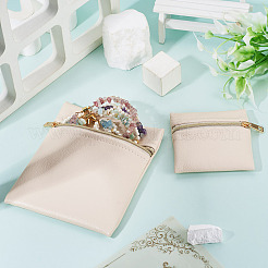 2Pcs 2 Styles Rectangle Square PU Leather Jewelry Gift Zipper Bags&nbsp;ABAG-TADJ0001-01B