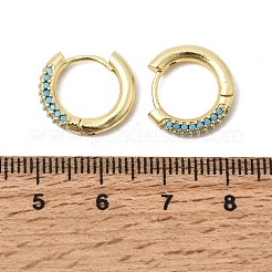 Brass Micro Pave Cubic Zirconia Hoop Earrings&nbsp;EJEW-K324-06G