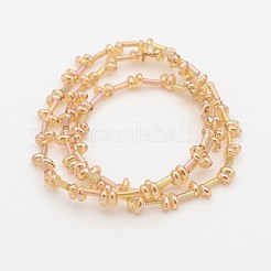 2 Hole Electroplate Glass Oval Bead Strands&nbsp;EGLA-J074-PL01