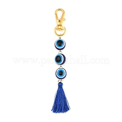 Resin Evil Eye Round Bead & Polyester Tassel Pendant Decorations&nbsp;HJEW-JM04164-03