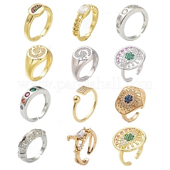 Adjustable Brass Micro Pave Cubic Zirconia Cuff Rings&nbsp;RJEW-MSMC002-18