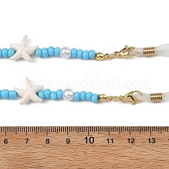 Glass Seed & Synthetic Turquoise Eyeglass Chains&nbsp;AJEW-EH00412