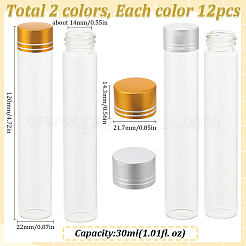 24Pcs 2 Colors Clear Glass Bottles Bead Containers&nbsp;CON-SC0001-13C-01