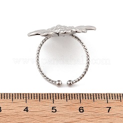 Flower 304 Stainless Steel Open Cuff Ring for Women&nbsp;RJEW-M049-04P