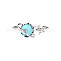 Sterling Silver Cubic Zirconia and Rotating Glass Cuff Rings&nbsp;FS-WG9C688-01