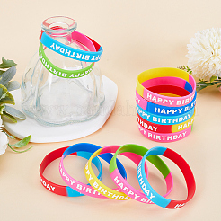 30Pcs 5 Colors Word HAPPY BIRTHDAY Silicone Cord Bracelets Set Wristband&nbsp;BJEW-GF0001-14B