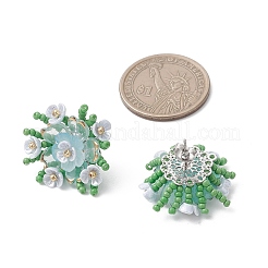 Flower Handmade Glass Seed Beads Stud Earrings&nbsp;EJEW-MZ00656-01