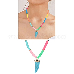Handmade Polymer Clay Heishi Beads Pendant Necklaces&nbsp;NJEW-JN02817