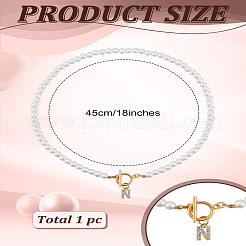 1Pc Brass Clear Cubic Zirconia Letter Pendant Necklaces&nbsp;NJEW-LP0001-32N