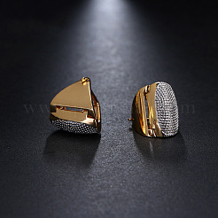 Brass Micro Pave Cubic Zirconia Triangle Hoop Earrings&nbsp;FS-WG3BBE8-01