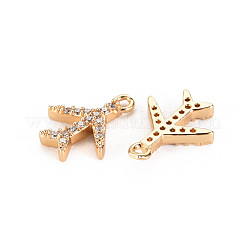 Brass Micro Pave Clear Cubic Zirconia Charms&nbsp;KK-S360-122-NF