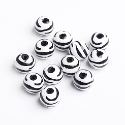Chunky Bubblegum White and Black Acrylic Zebra Striped Style Heart Beads&nbsp;X-SACR-C020-42