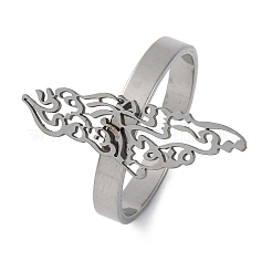 201 Stainless Steel Open Cuff Rings for Women&nbsp;RJEW-F172-01P