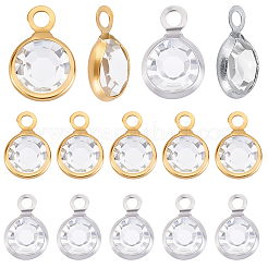 80Pcs 2 Colors 304 Stainless Steel with Glass Charms&nbsp;STAS-BBC0009-70