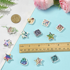 30Pcs Rainbow Iridescent Printed Opaque Acrylic Beads&nbsp;OACR-FS0002-58A-01