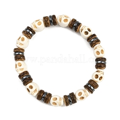 Natural Coconut & Synthetic Turquoise & Non-magnetic Synthetic Hematite Beads Stretch Bracelets for Women&nbsp;BJEW-JB12133-02
