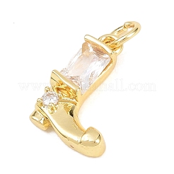 Brass Micro Pave Clear Cubic Zirconia Pendants&nbsp;KK-H273-10G