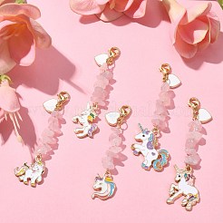 Alloy Enamel Unicorn & Heart Pendant Decorations&nbsp;HJEW-JM01224
