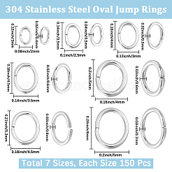 1050Pcs 7 Styles 304 Stainless Steel Jump Rings&nbsp;STAS-BBC0010-05