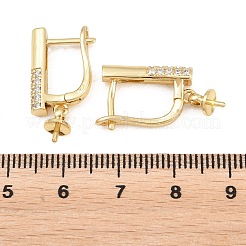 Brass Micro Pave Clear Cubic Zirconia Hoop Earring Findings&nbsp;KK-Z158-01G