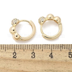 Brass Clear Cubic Zirconia Hoop Earrings&nbsp;EJEW-Q014-07G