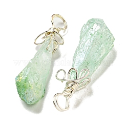 Electroplated Platinum Palted Copper Wire Wrapped Natural Quartz Crystal Pendants&nbsp;G-L133-07J