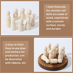 20Pcs 2 Styles Unfiished Wood Peg Dolls&nbsp;DJEW-BC0001-30