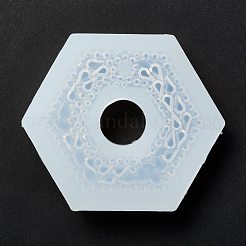 Imitation Embedded Rhinestone Hexagon Pendant Silicone Molds&nbsp;DIY-I090-12