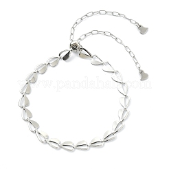 Adjustable Brass Heart Link Slider Bracelets for Women&nbsp;BJEW-JB13600-02