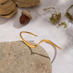 Minimalist Wave Shape 304 Stainless Steel Open Cuff Bracelets for Women&nbsp;XJ3196