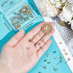 40Pcs 2 Style 202 & 304 Stainless Steel Round Ball Stud Earring Findings&nbsp;STAS-BBC0004-80