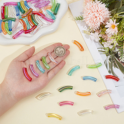 65Pcs 13 Colors UV Plating Transparent Rainbow Iridescent Acrylic Beads&nbsp;OACR-PA0002-11