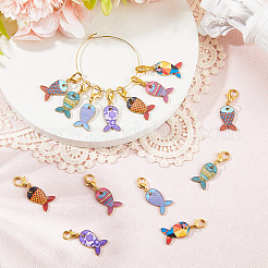 14Pcs 7 Colors Alloy Enamel Pendant Locking Stitch Markers&nbsp;HJEW-SC00174