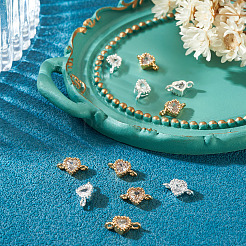 12Pcs 2 Colors Brass Pave Cubic Zirconia Heart Links Connector Charms&nbsp;KK-TA0003-48A