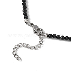 Natural Freshwater Shell Moon Star and Faceted Round Natural Black Spinel Beaded Necklaces for Women&nbsp;NJEW-JN05669